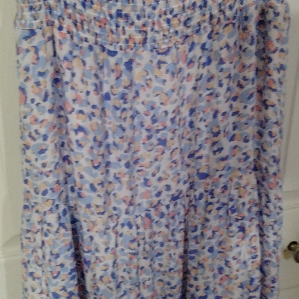 Print ruffle sleeve sun Dress smocked top Tier dress Size 14 Nanette lepore - Picture 3 of 8
